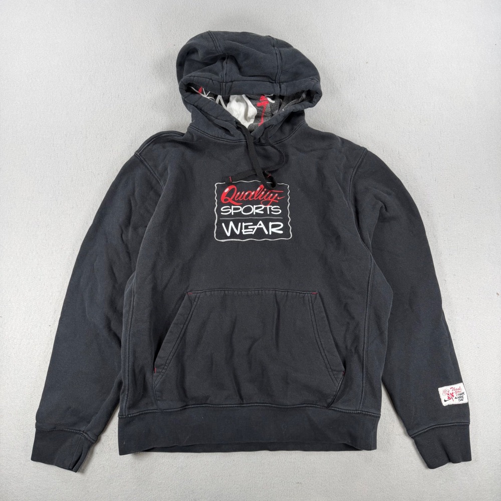 VTG Nike Sportswear Hoodie Black Quality Sports Wear Fresh Since 1972 Medium